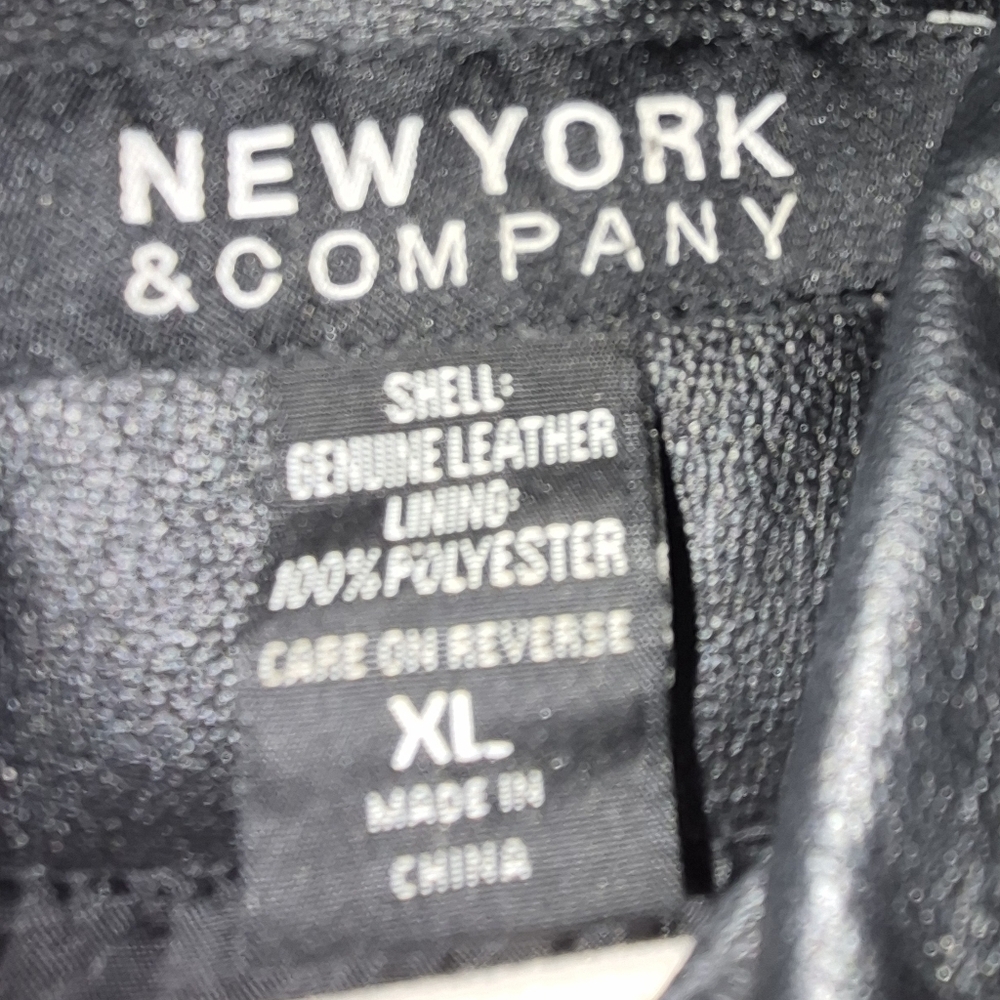 New York & Company Black Leather Coat Womens Size XL, Zip Up - Picture 3 of 6